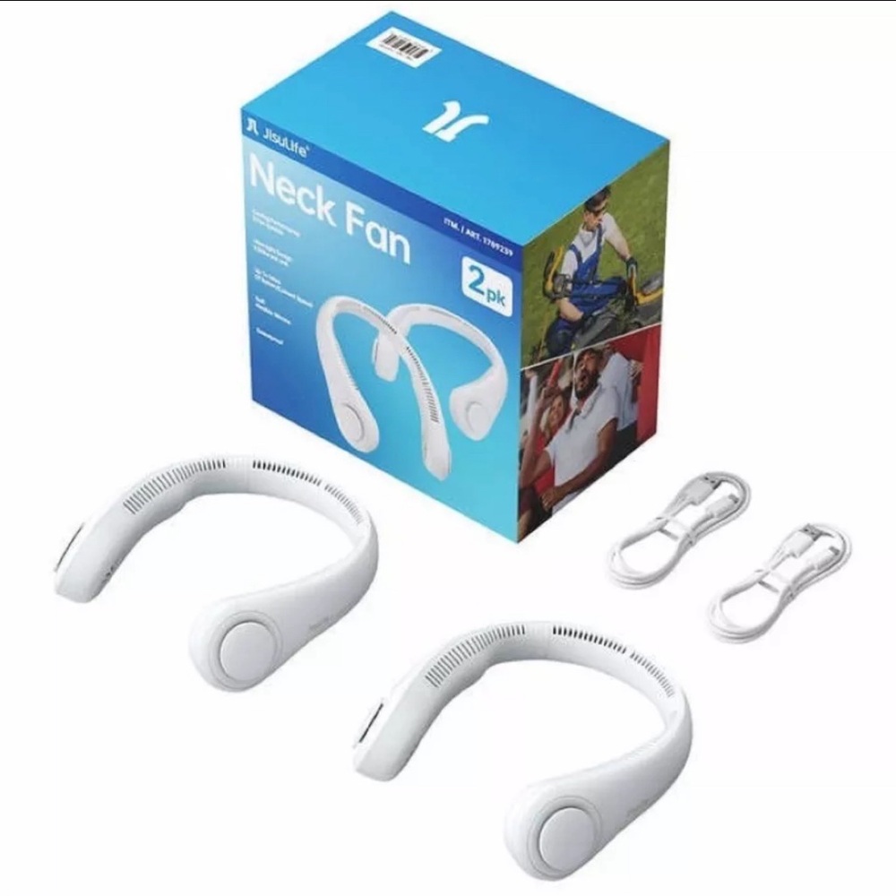 2 PACK! Portable Rechargeable Neck Fan 16 Hour Battery Hands Free Bladeless Fans